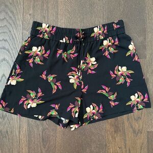 a.n.a Black Floral Drawstring Pull-On Shorts Size XL